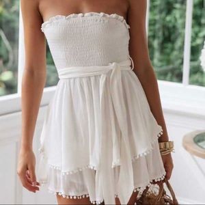 White Strapless Romper